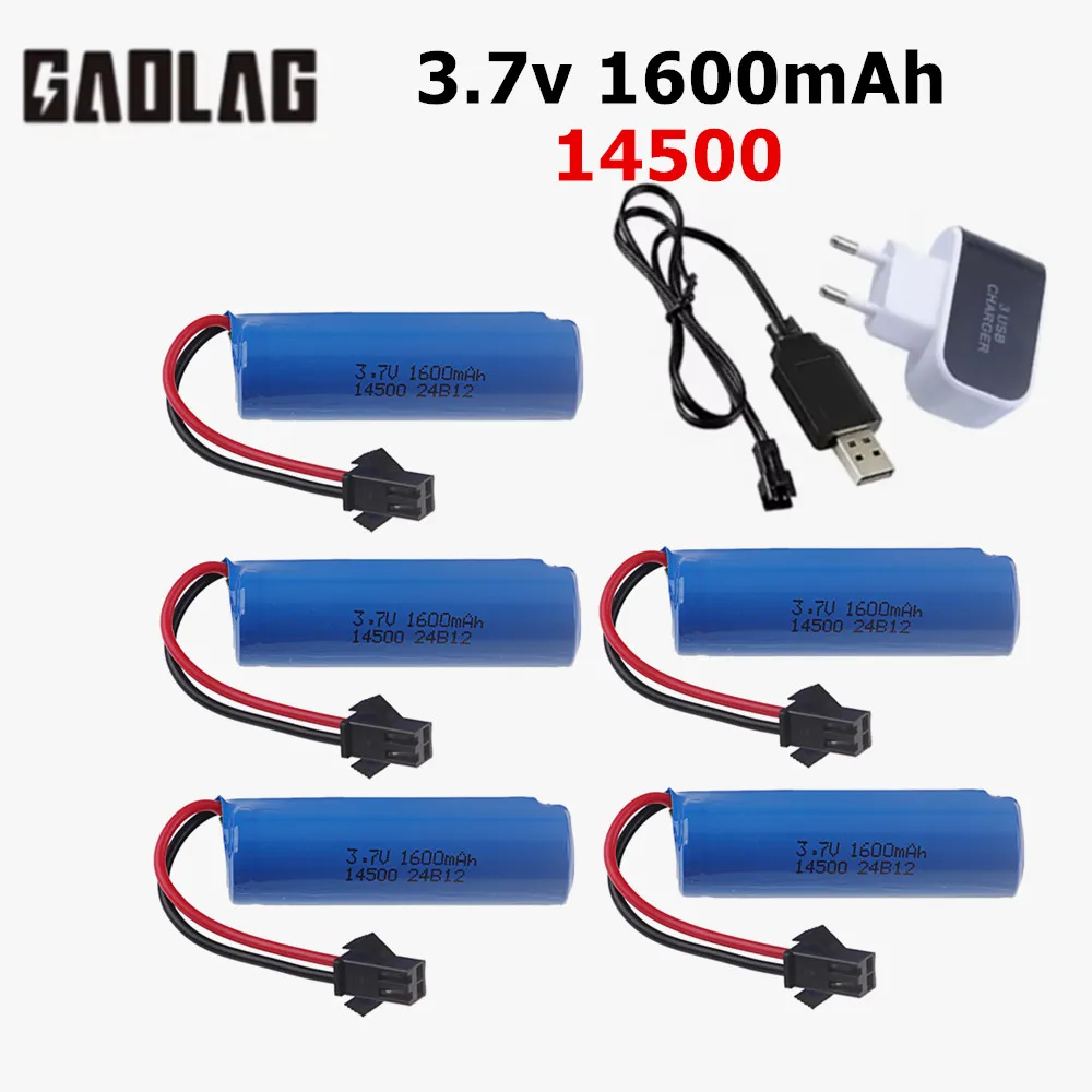 Akumulator 3,7 V 1600 mAh 14500 i ładowarka do samochodów C2 D828 RC Stunt Dump Akcesoria do zabawek Akumulator litowo-jonowy 3,7 V 14500 z wtyczką