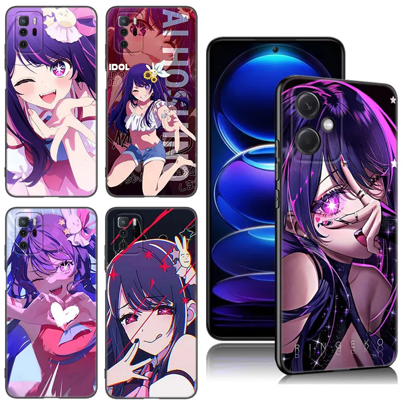 Anime Oshi no Ko Hoshino Ai Black Silicone Phone Case For Xiaomi Redmi Note 10 11 11S 12 13 4G 8 9 11T Pro 5G Plus 8T 9S 10S 12S