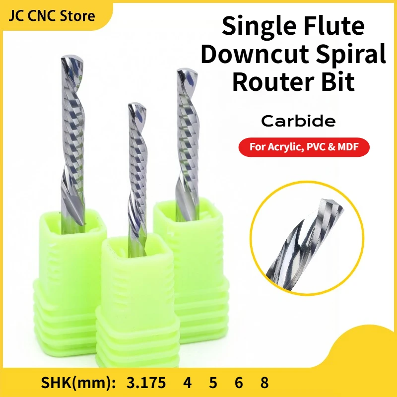 10 pièces de fraises de défonceuse CNC à une dent, à spirale gauche, à coupe descendante, de type SHK 3.175/4/5/6/8/10mm, pour usinage de précision