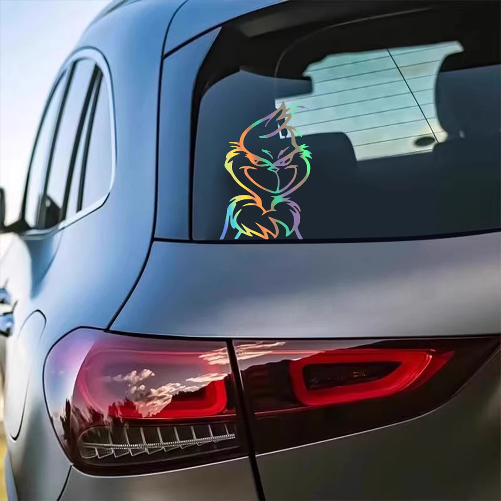 1 قطعة ملصق سيارة The Grinch DR Seuss ، المصد الخلفي زجاج النافذة الديكور ثنائي الأبعاد ، ملصق الكمبيوتر المحمول للدراجات النارية