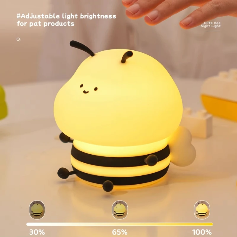 

LED Night light Cute Bee Cartoon Animals Silicone Lamp for Children Kid Touch Sensor Timing USB Rechargeable For Birthday Gifts