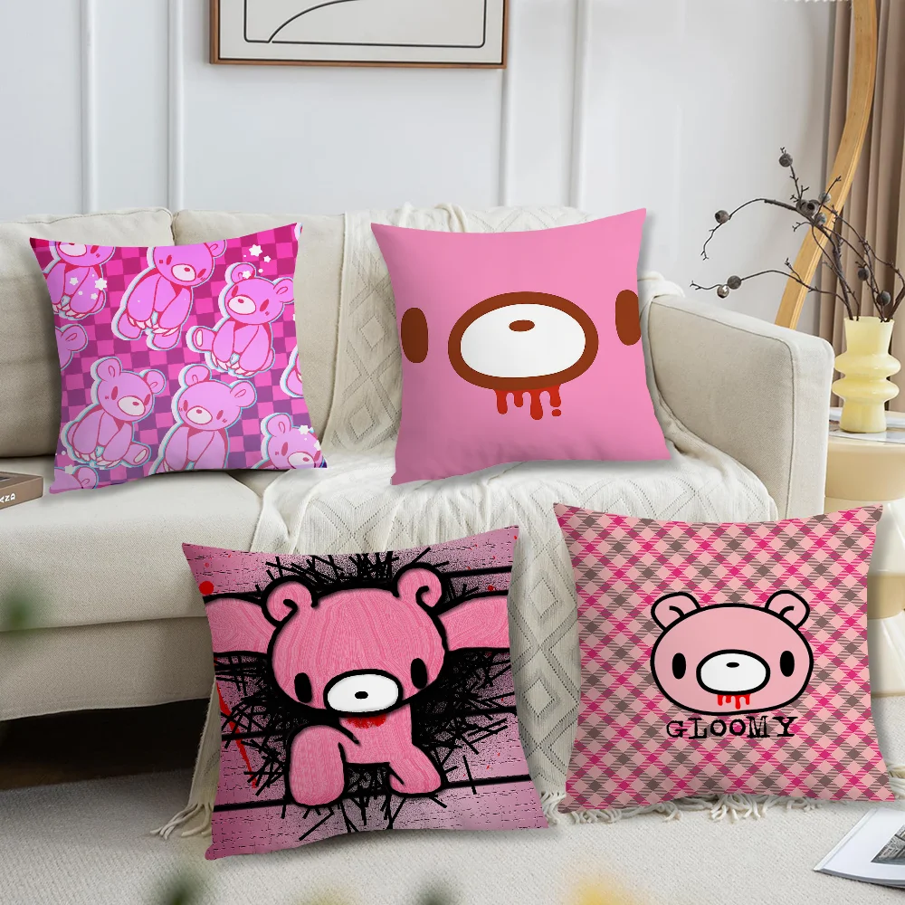 Cartoon G-Gloomy Cute Bear Pillow Case Square Cushion Room Bedroom Headboard Sofa Living Backrest Car Accessories Nap Time