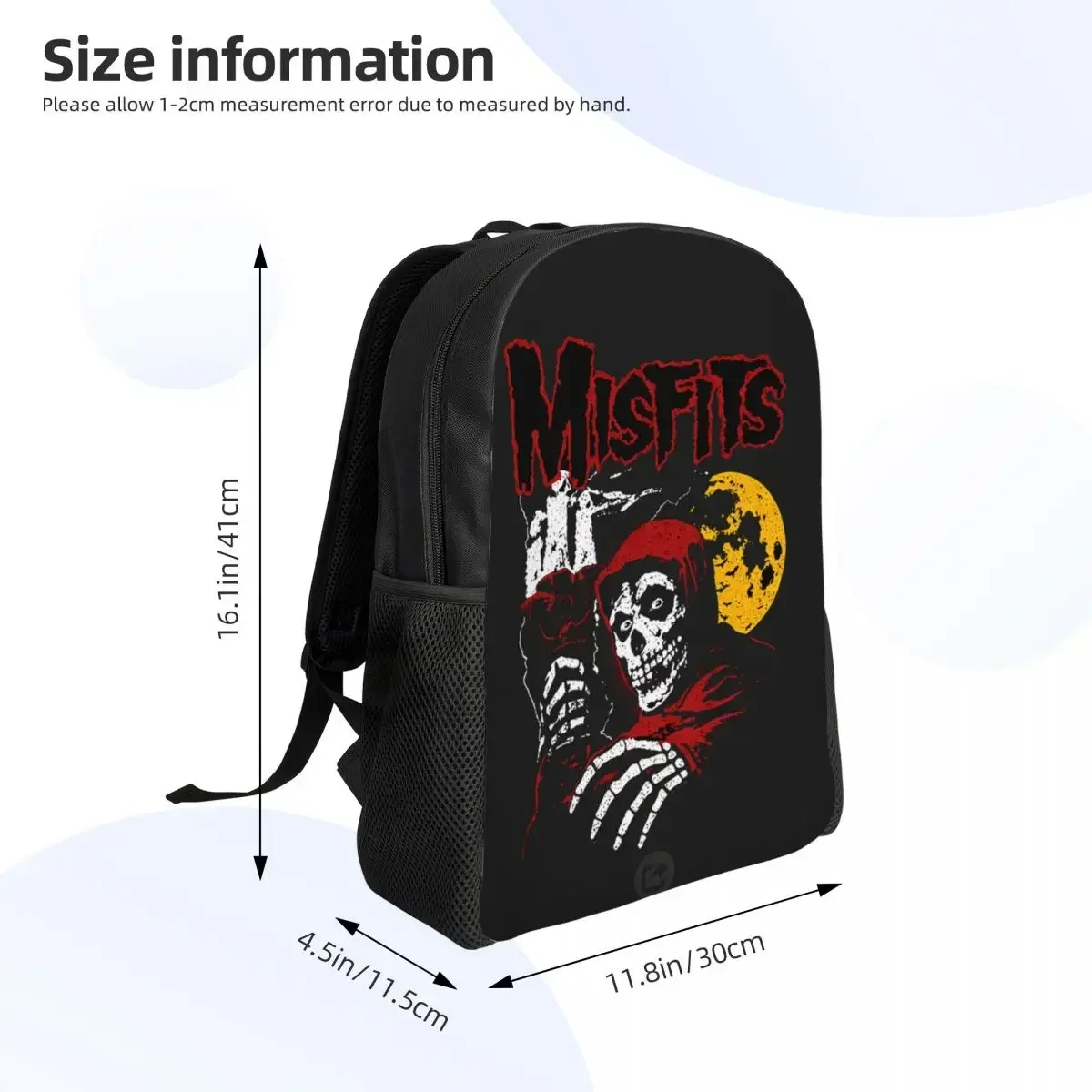 Custom Heavy Metal Misfits Skull Laptop Backpack Men Women Basic Bookbag for School College Students Horror Rock Roll Bags