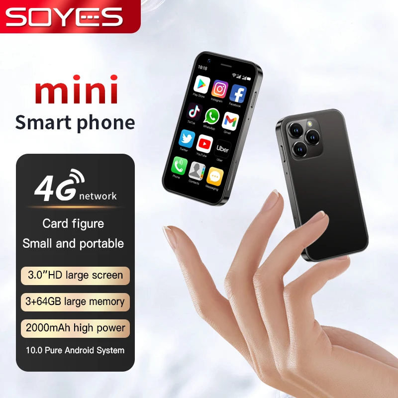 SOYES XS16 미니 4G LTE 미니 스마트폰, 3.0 인치 디스플레이, 3GB RAM, 64GB ROM, 5MP 카메라, 듀얼 SIM, 플레이 스토어 WhatsAPP 포함