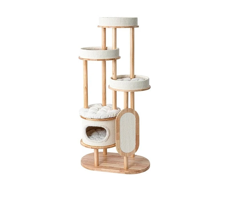 إطار تسلق القطط، تكامل شجرة القمامة، إطار قطط بعمود من الخشب الصلب للاستخدام المنزلي، مطاط #1