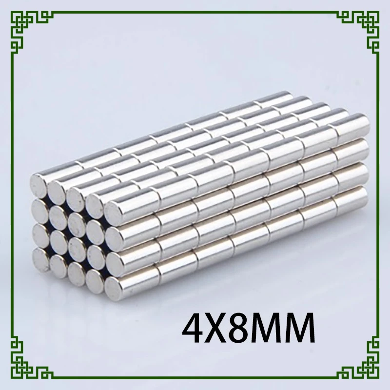 4x8mm Thick Round Powerful Magnet 4*8 Long Cylinder Strong Magnets For Fridge DIY Building Scientific Craft Education 4x8