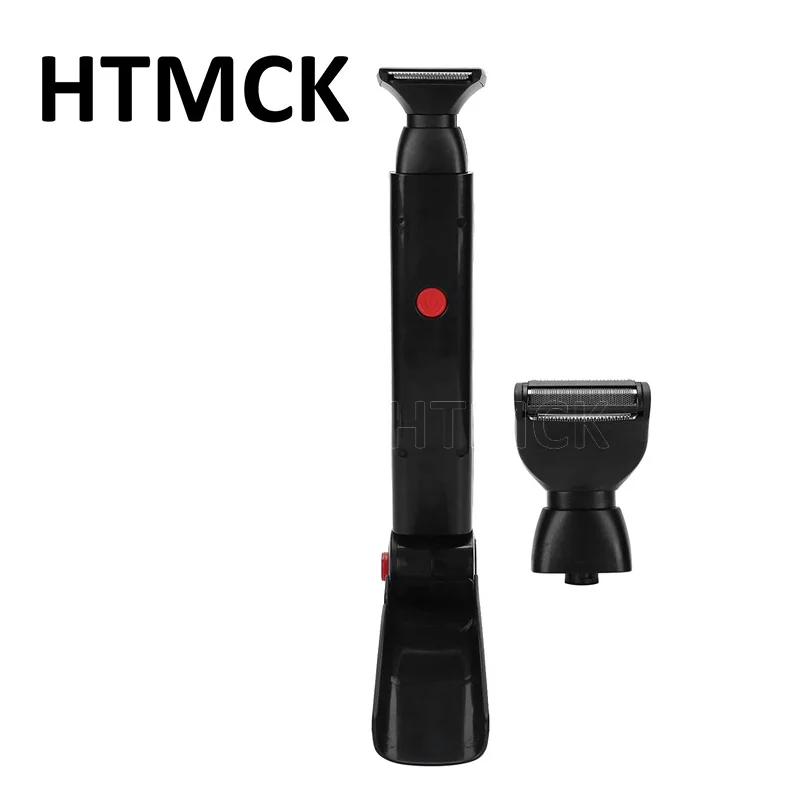 htmck-電気式背中シェーバー-2-in-1-顔の毛用トリマー、充電式、折りたたみ式ハンドル、背中のムダ毛除去、男性用ボディグルーマー