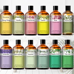 100ml Rose Lavender Pure Natural Essential Oils for Aroma Diffuser Massage Spa Candles Soaps Making Vanilla Spearmint Lemon
