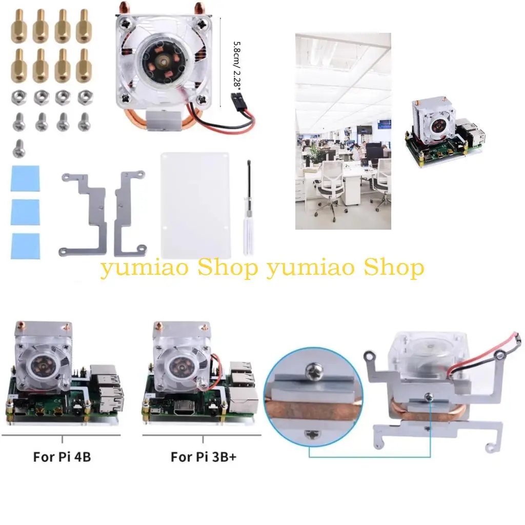 

587B ICE Tower CPU Cooling Fan Super heat dissipation 7 Colours Light Bracket for 4B / 3B / 3B+