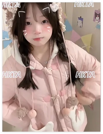 

Cute Cartoon Student Versatile Hooded Cotton Coats Women Autumn Winter Sweet Embroidery Bow Loose Casual Lolita Cotton Jacket