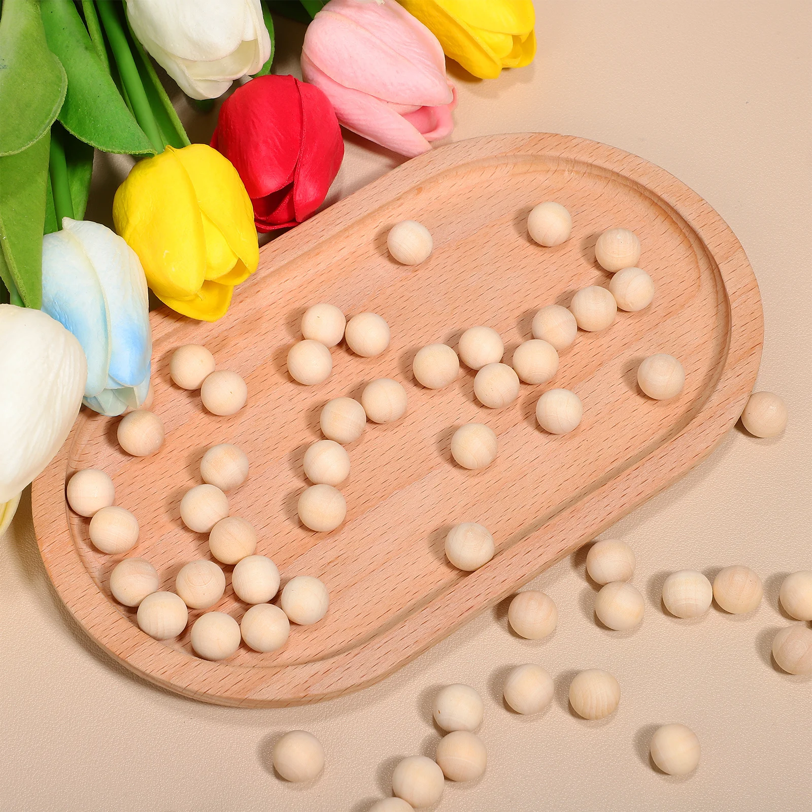 

100Pcs Round Wooden Balls Unfinished Craft Beads Smooth Surface No Hole DIY Wooden Spheres for Crafting Home Decoration