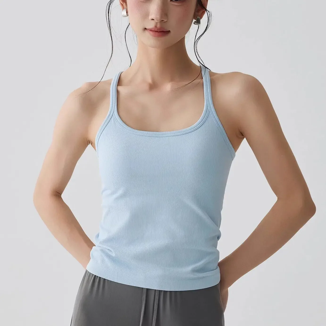 Seamless Sports Bra Women Shock-proof Top Mid-intensity Push-up Anti-sagging Fitness Vest All-in-one Yoga Shirts Clothes