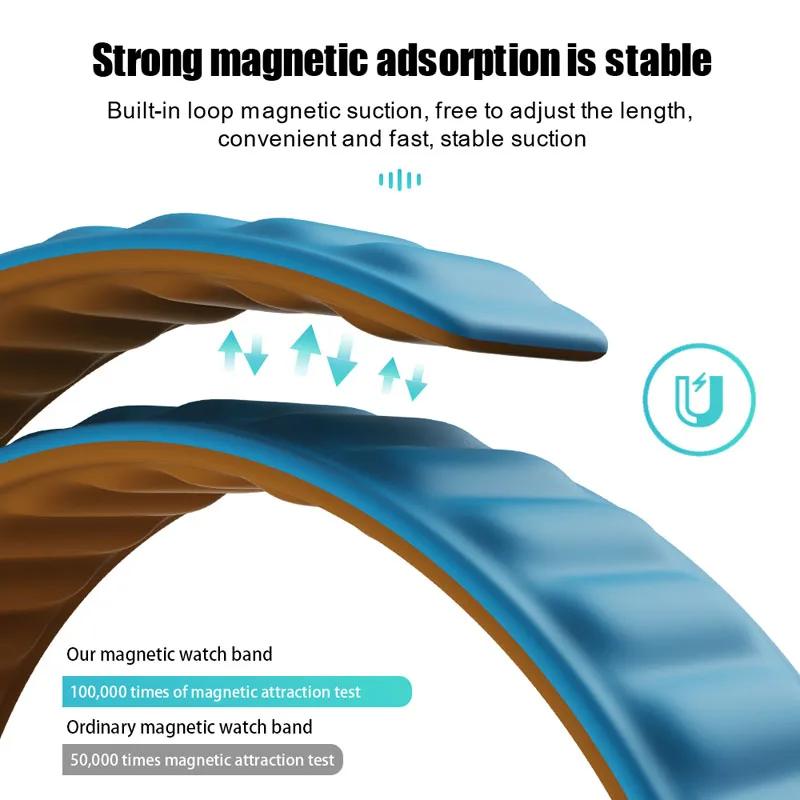 حزام ربط السيليكون لساعة أبل 44 مللي متر 40 مللي متر 45 مللي متر 41 مللي متر 46 مللي متر 49 مللي متر سوار حلقة مغناطيسي iwatch سلسلة SE 7 8 9 Ultra 2 10 #6