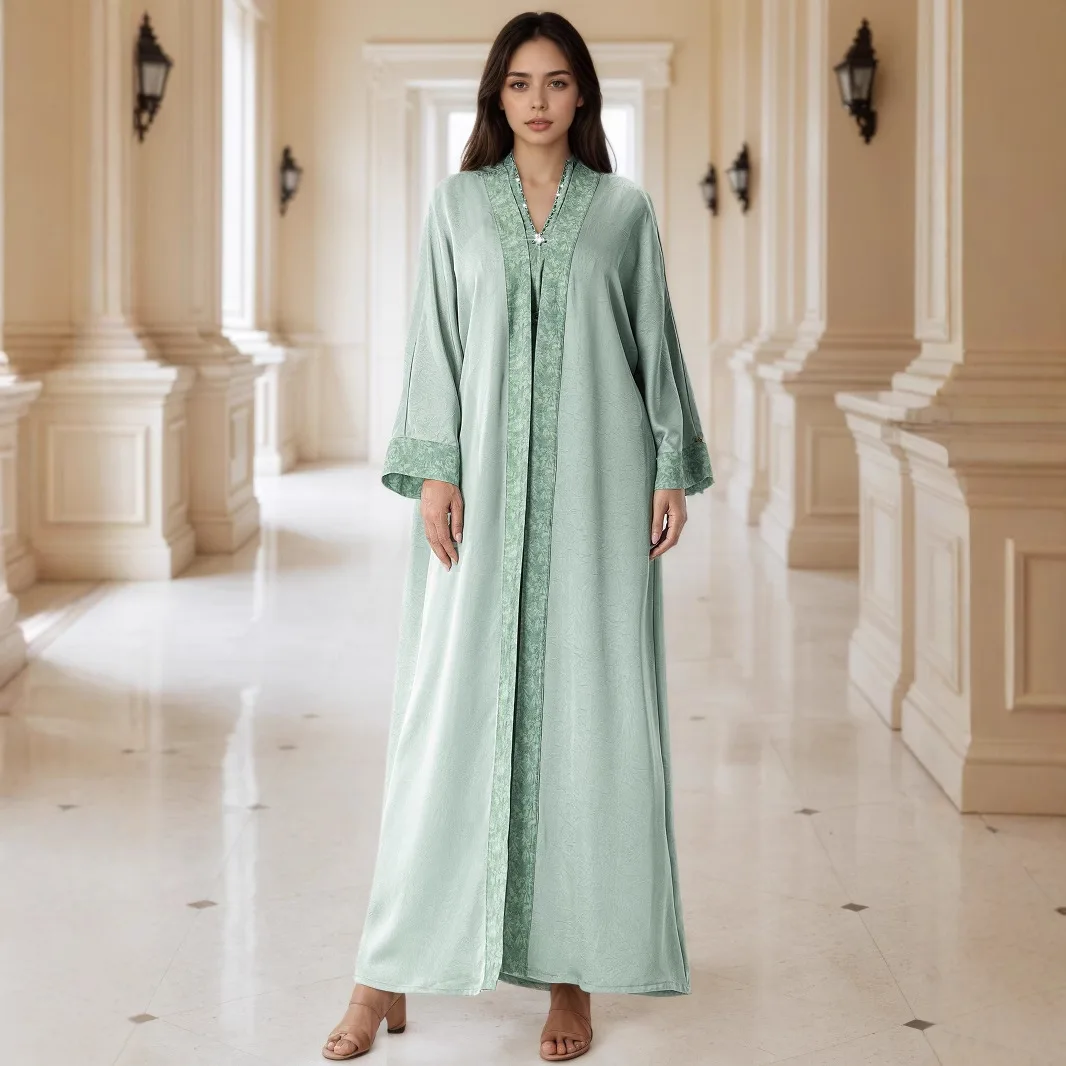 

Eid Kimono Cardigan Long Dress 2 Piece Muslim Sets Women Dubai Abaya Turkey Kaftan Islam Jalabiya Kebaya Caftan Marocain Femme