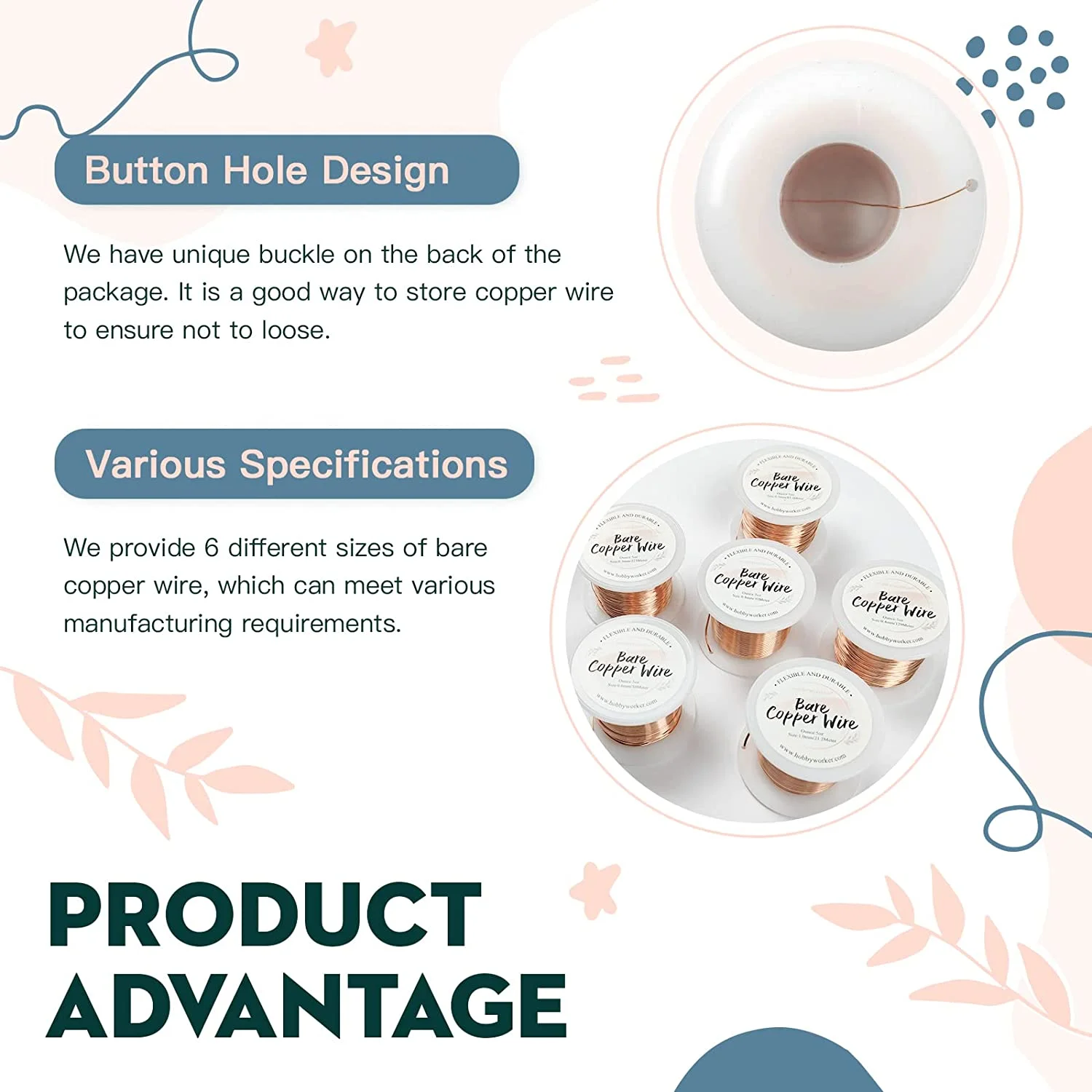 XUQIAN 28 Gauge 0.3MM*223M Solid Bare Copper Wire For DIY Jewelry Craft Pendant Necklace Making Wire Wrapping Supplies