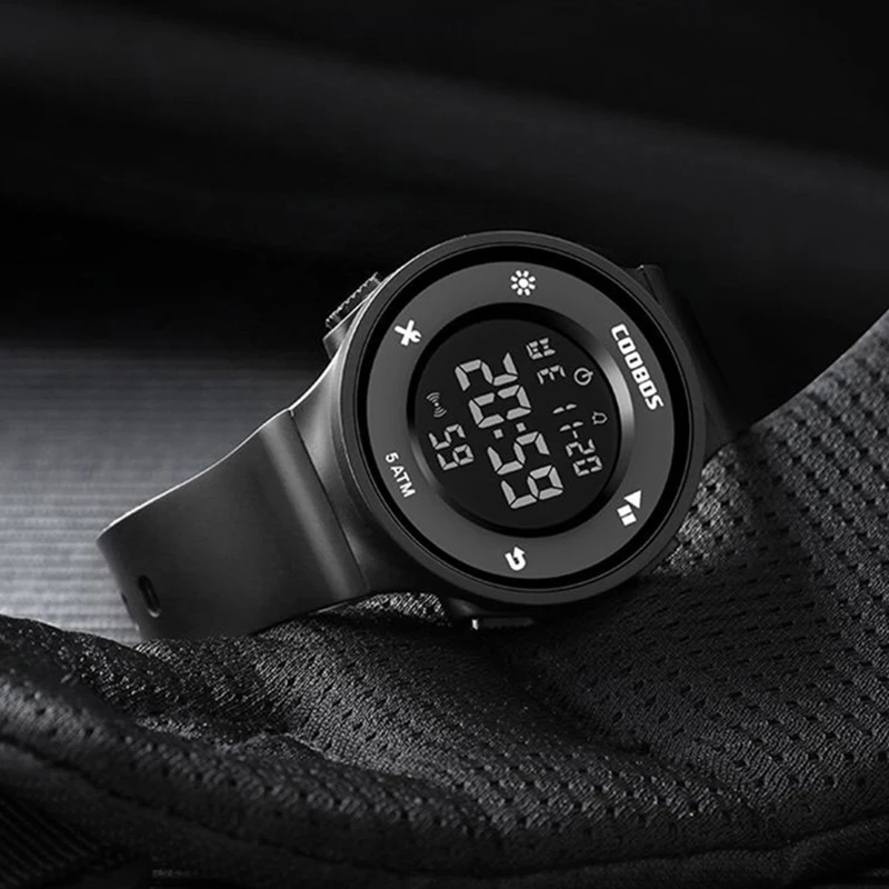 남성용 크리에이티브 시계, 럭셔리 실리콘 스트랩, 스포츠 방수 디지털 시계, LED 발광 남성 시계, 밀리터리 시계