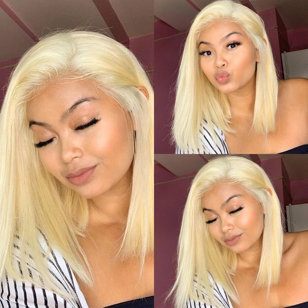 613 Blonde Glatte 13x4 Lace Fr – Pre Parted 13X4 Lace Front Bob Wig Bewertung und Preis
