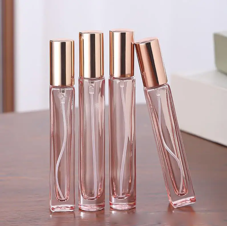 100pcs 10ml Pink Perfume Spray Bottles Glass Shell Spray Atomizer Portable Travel Perfume Storage Bottle ni595