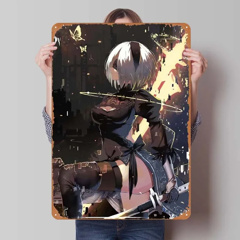 Nier Automata Game Poster Wall Art Decor Decoration for Home Decorations Vintage Metal Tin Signs for Gamer Room Wall Decoration