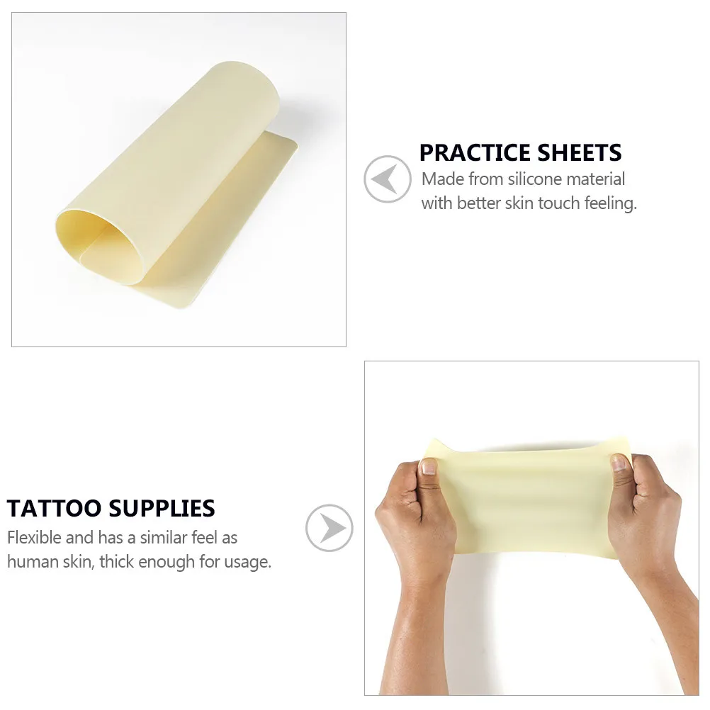

2Pcs Silicone Tattooing Practice Skin Blank Sheets Flexible Similar Human Skin for Tattoo Artists Practice Sheets