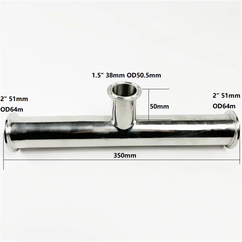 2'' * 2“ * 1.5”,Sanitary Tri Clamp 3 Way Tee Connector Pipe Fitting For Homebrew,Tri-clamp 