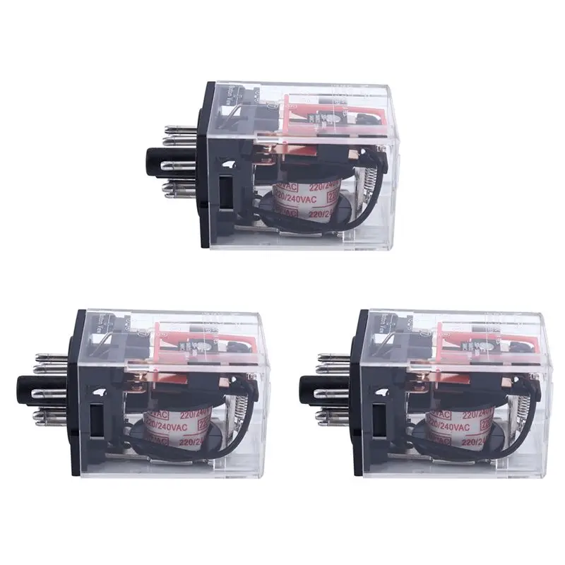 AS60-3X AC 220V/230V Coil Voltage PCB Power Relay 8 Pins DPDT 2NO 2NC MK2P-1
