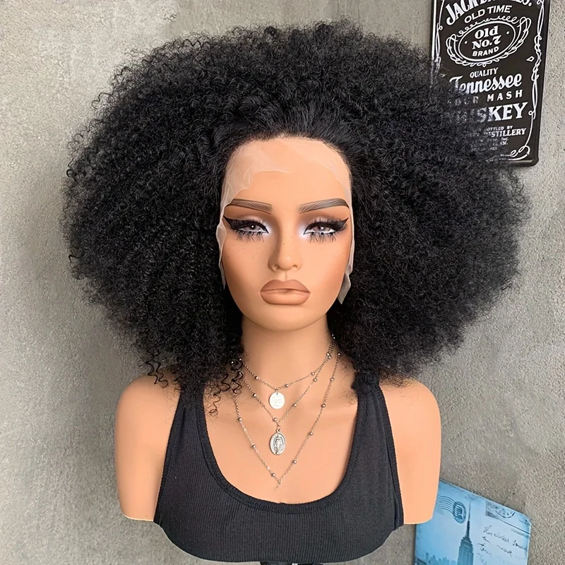 Hot Sale Afro Kinky Curly Wig Human Hair 13x4 Curly Human Hair Wigs Kinky Curly Lace Closure Wig For Women 200 Density