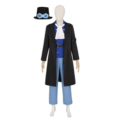 Anime Sabo from Cosplay Costume Cloak Mens Suit Halloween coat vest shirt pant tie uniform Hat set