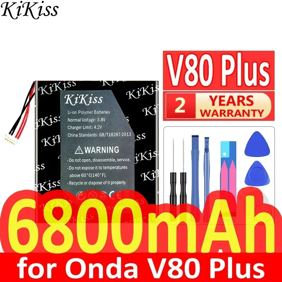 KiKiss Battery 6800mAh V80 Plus (5-Wire Plug) for Onda V80Plus OC801 OI100 V80SE OI101