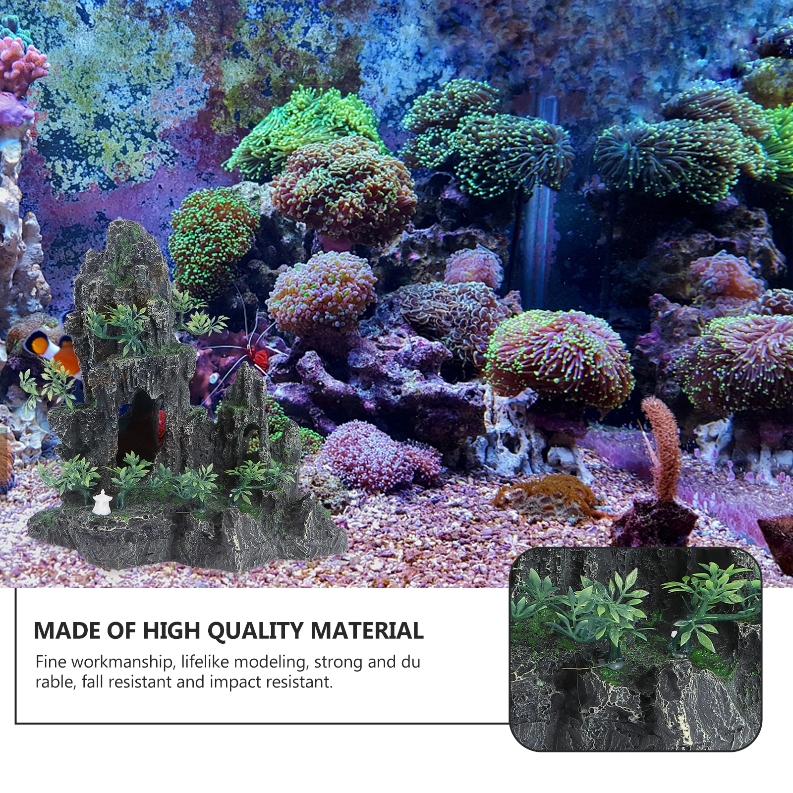 

Resin Aquarium Mountain Unique Vivid Design Safe for Fresh Salt Water Enhances Visual Appeal Hiding Place Fish