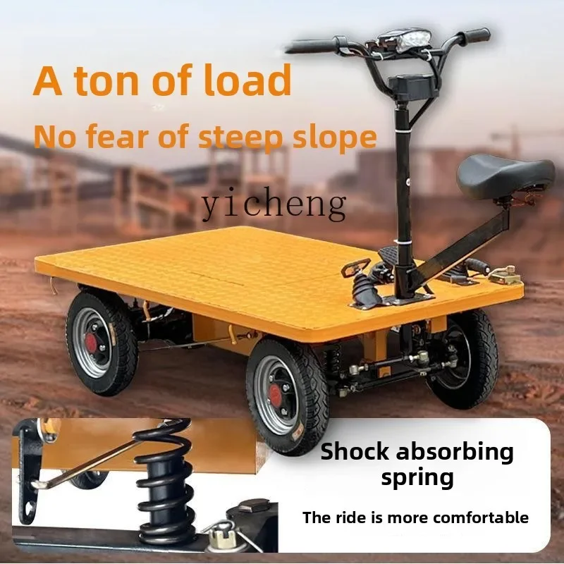 TQH electric four-wheeled flatbed truck pulling cargo truck riding donkey upside down positive and negative construction