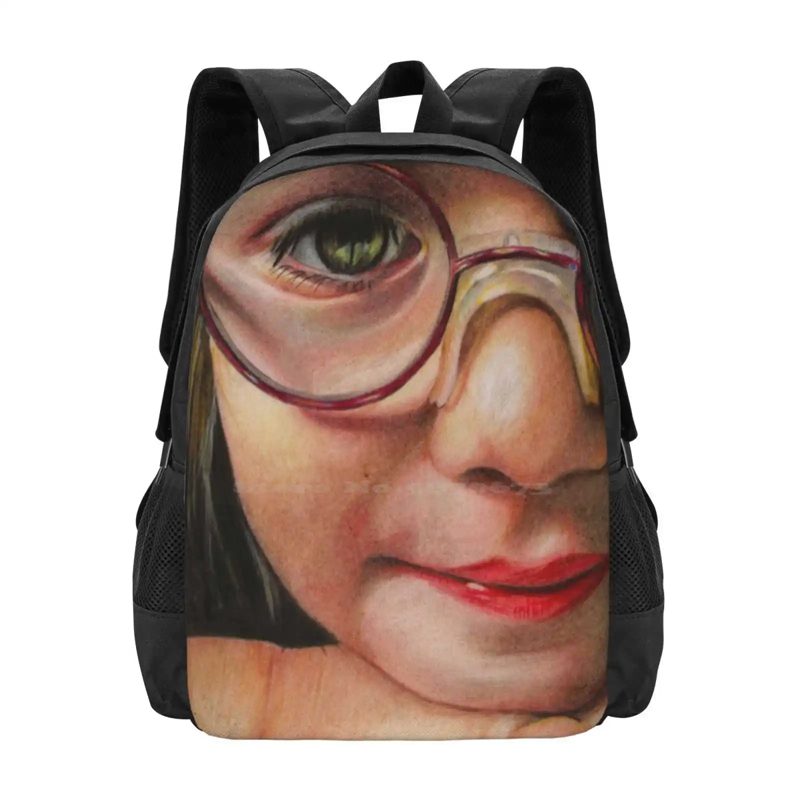 Glasses Pattern Design Laptop Travel School Bags Girl Portrait