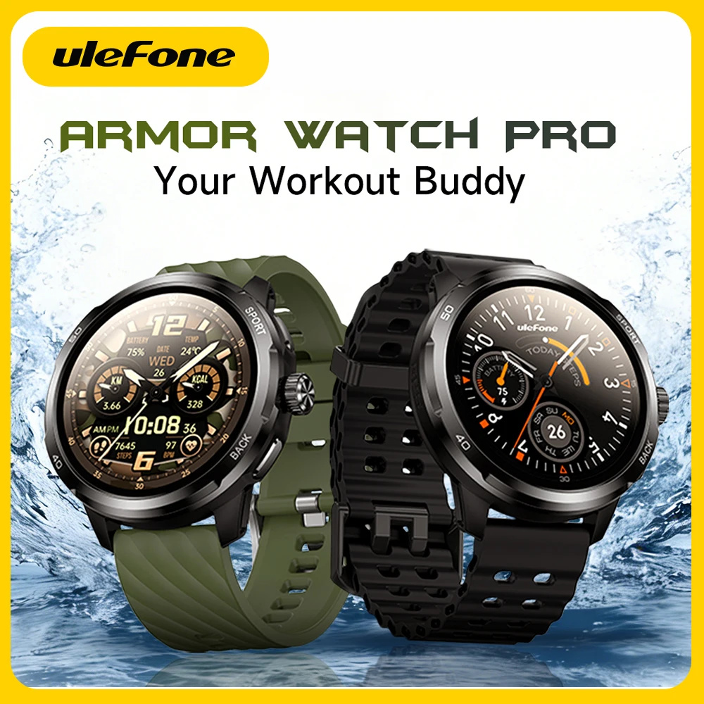 Ulefone Armor Watch Pro Smartwatch with a 1.5-inch AMOLED display, built-in GPS, heart rate monitor, sports smartwatch