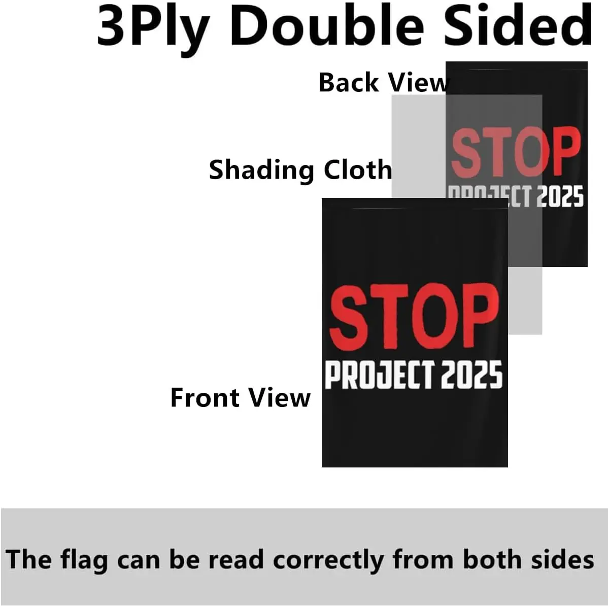 Double Sided Stop Project 2025 Garden Flag 12x18in, 220D Nylon No Project 2025 Flags for Outdoor Garden Decor. (black)