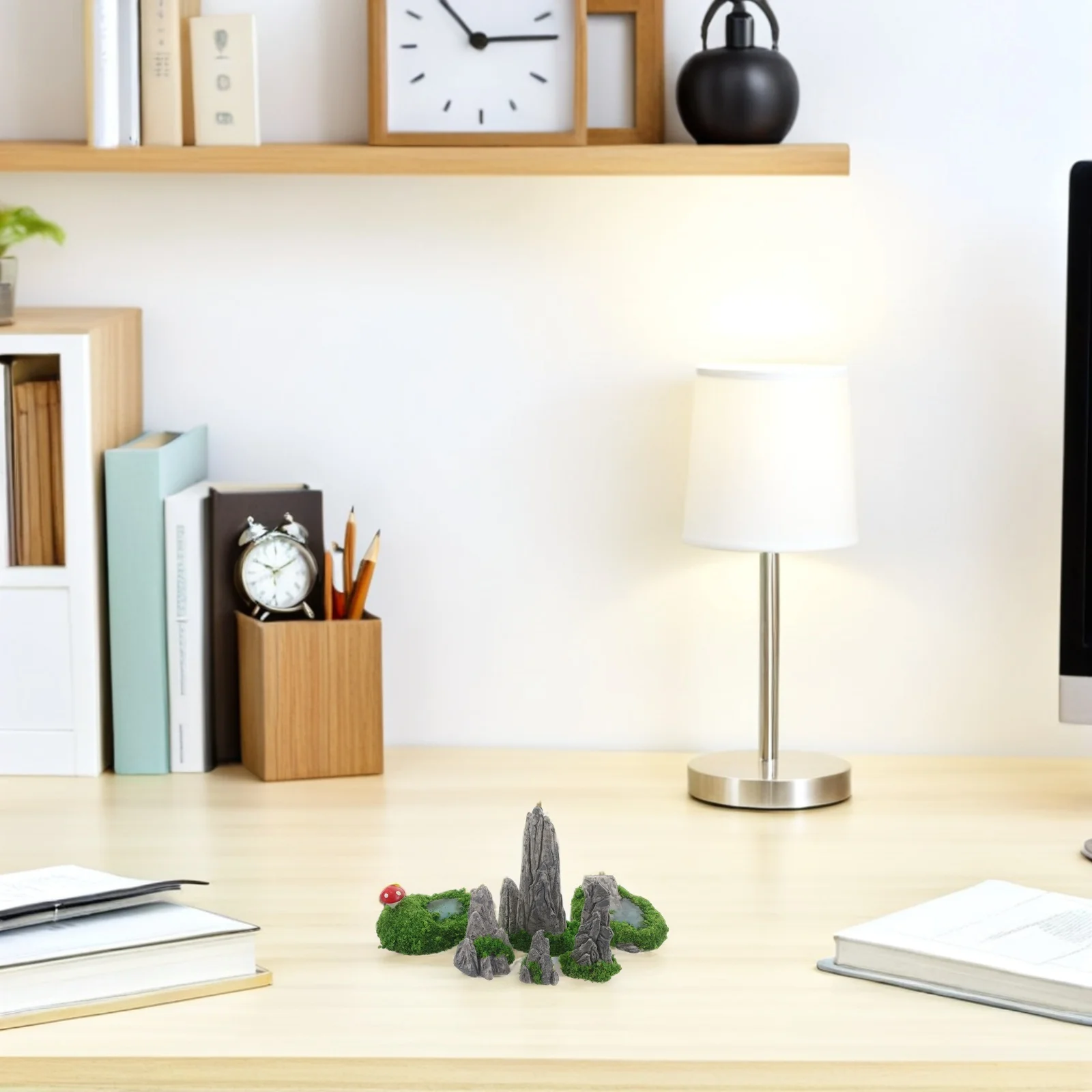 

12pcs Micro Landscape Ornaments Mini Rockery With Moss Figurines For Fairy Garden Pond Decor Diorama Waterfall Artificial Rocks