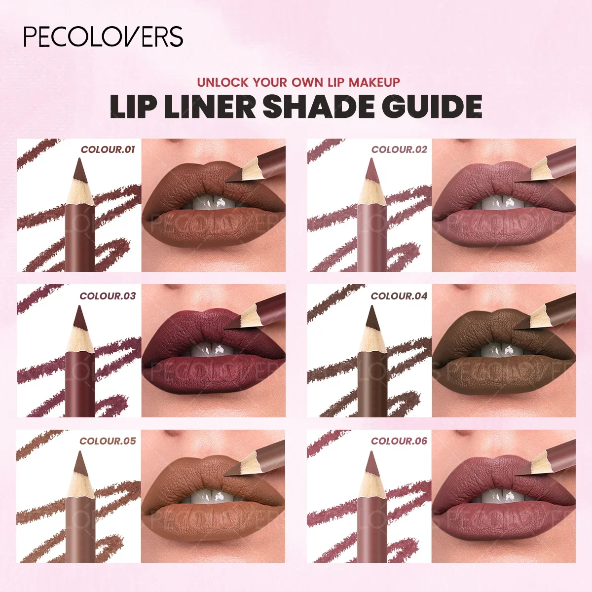 Delineador de labios mate, fórmula de lápiz, rosa desnudo/marrón/rojo, efecto suave, labio tridimensional, apto para principiantes, 1 ud.