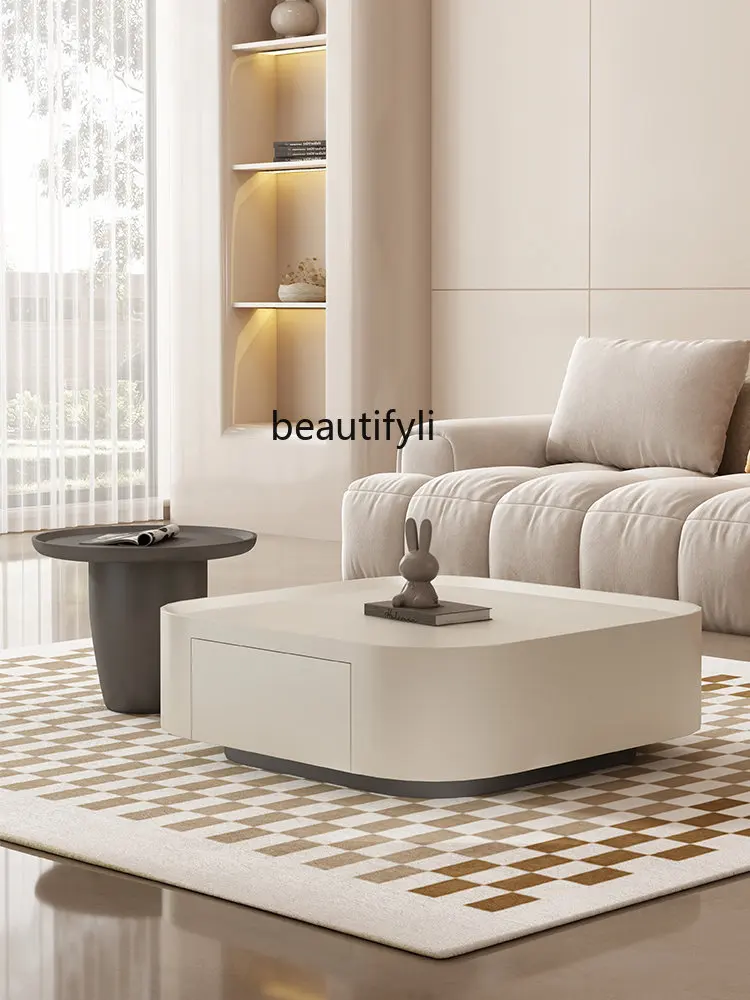 Coffee Table Light Luxury Modern Living Room Home Cream Style Square Designer Creative