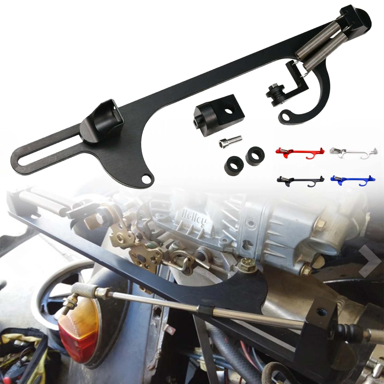 Suporte de cabo de acelerador de motor de alumínio para carro de corrida para carburador série 4150 4160 350 preto vermelho prata