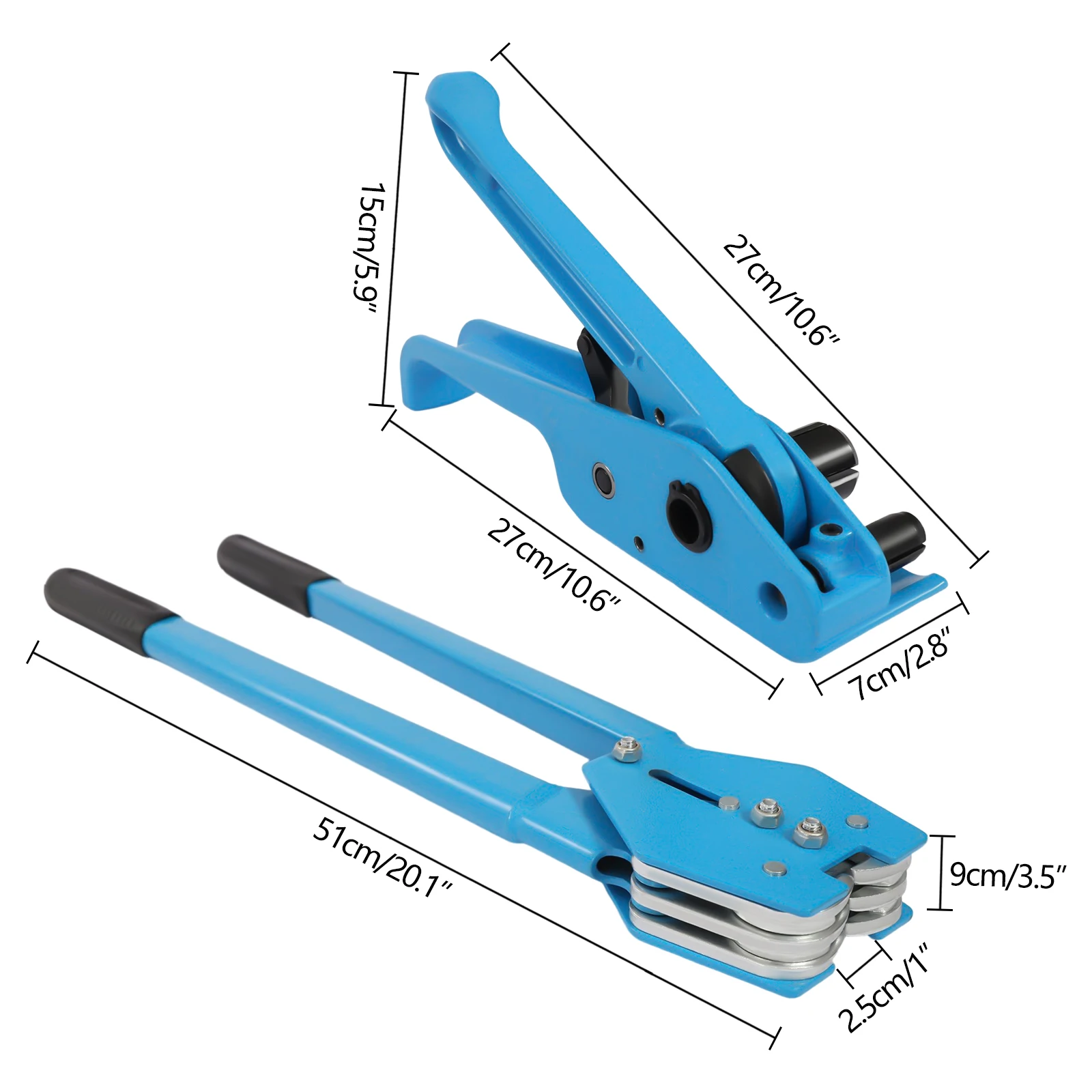 Packaging Strapping Kit, 1000N Tensioning Force, Cast Aluminum and Steel Construction, Includes Metal Seals, Plastic Packaging