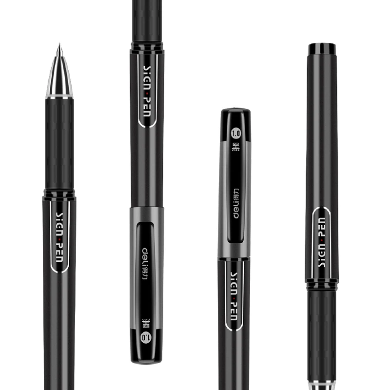 Deli Gel Pen 1 PC 1.0mm Black Ink Smooth Writing Soft Grip Bold Supplies S73