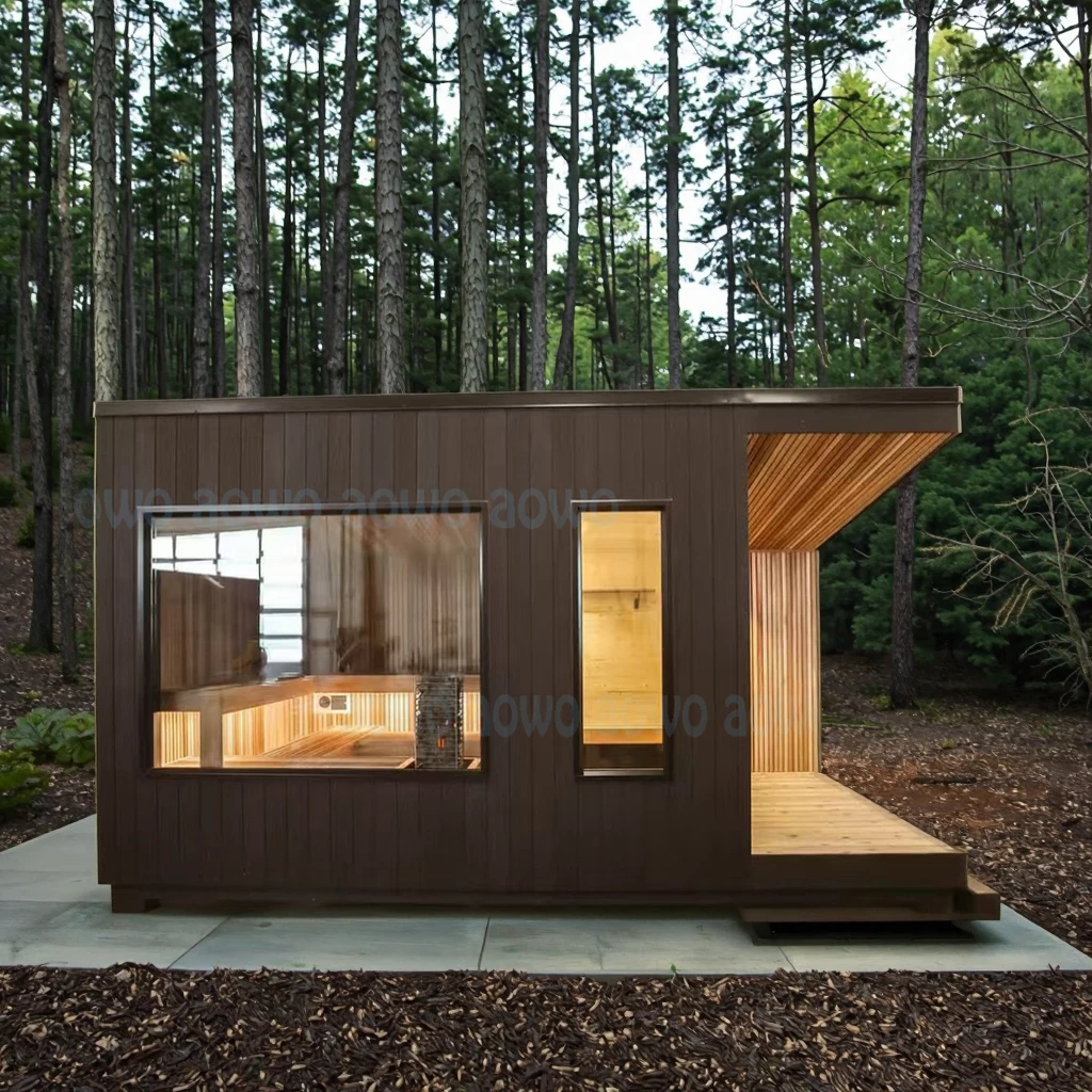 غرفة ساونا جافة للعائلة في الهواء الطلق مع خلع الملابس، حرم أرجوحة ساخنة للهروب من اللياقة البدنية الشخصية أو تمرين فيلادلفيا الداخلي
