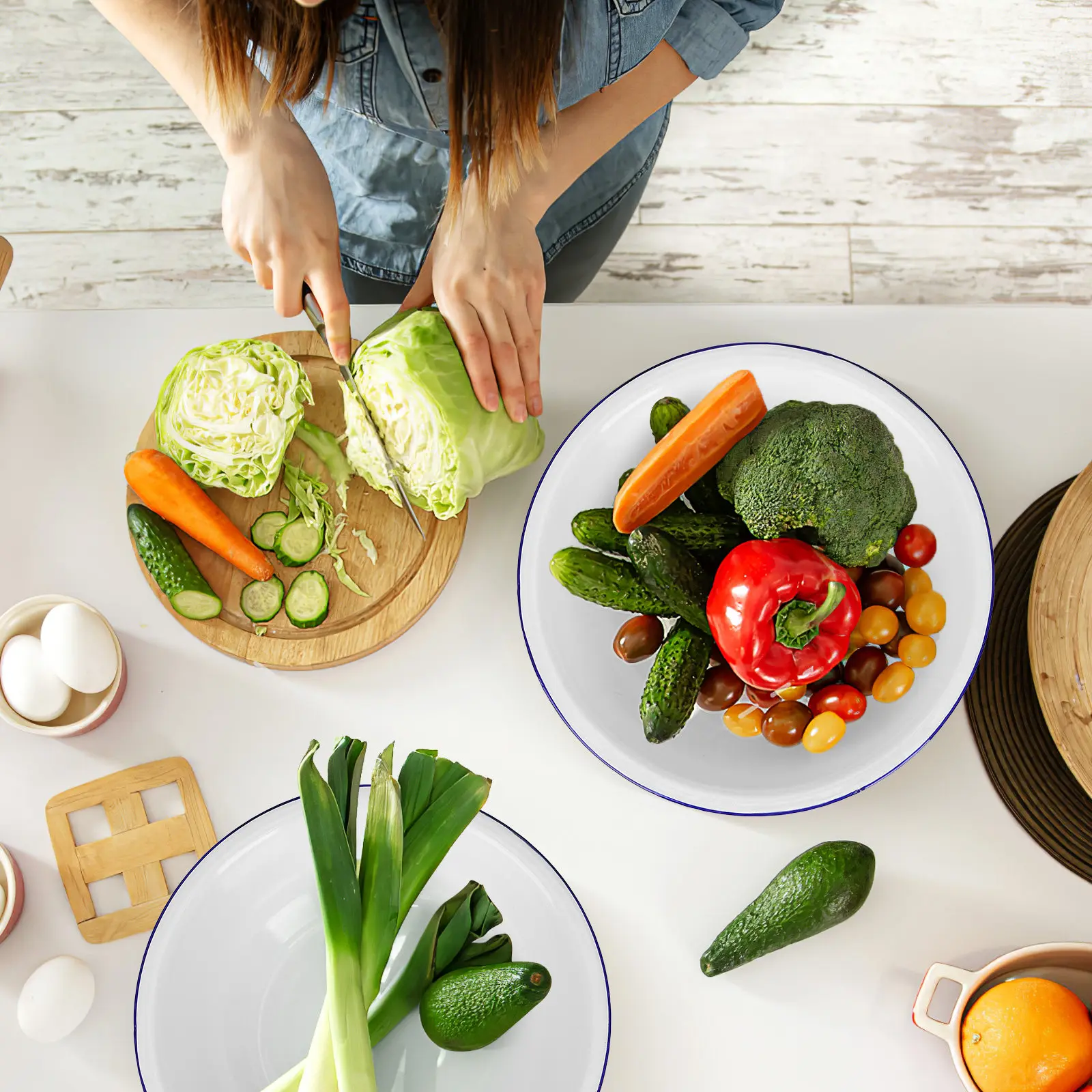 Tazón Grande Vintage de Esmalte, Cuenco Blanco Engrosado para Mezclar Masa de Pan, Lavar Verduras, Tazón de Cocina de Esmalte para Lavar Frutas