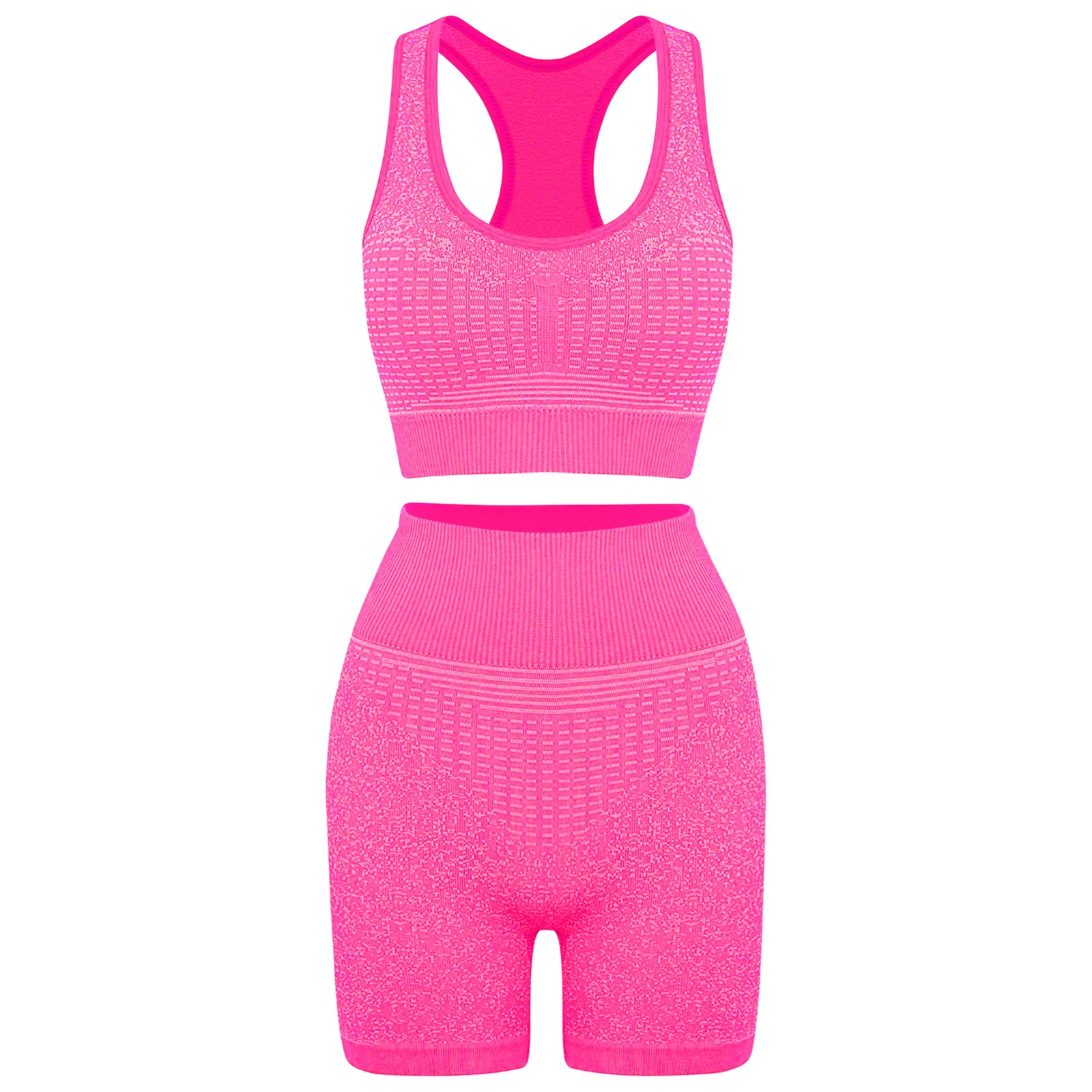 

Womens Gymnastics Yoga Sports Suit U Neck Sleeveless Cutout Back Removable Chest Pads Cropped Vest with High Waist Shorts