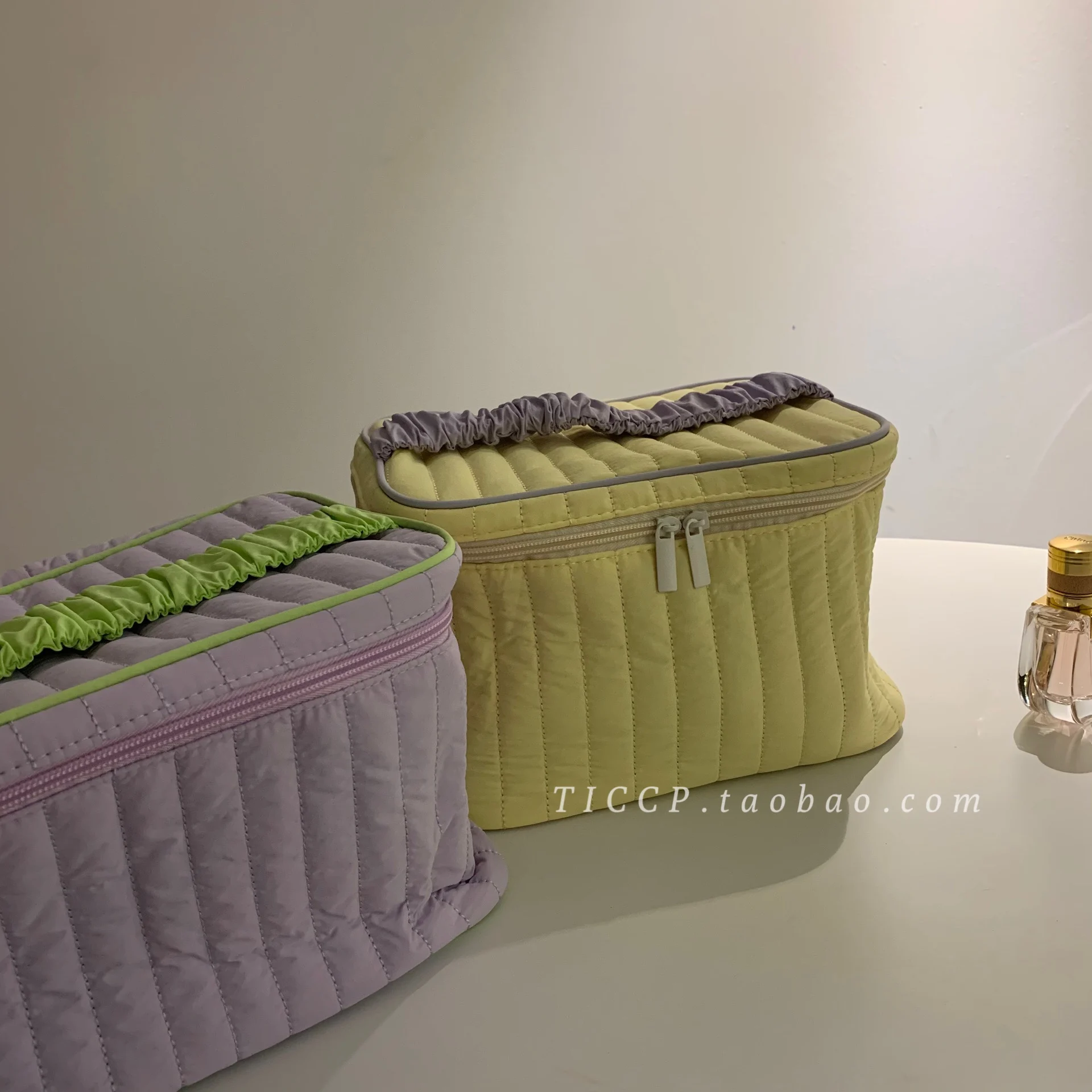 Storage Bags Large Capacity Makeup Simplicity Travel Portable Portable Soild Home Organization Striped Zipper Pleated