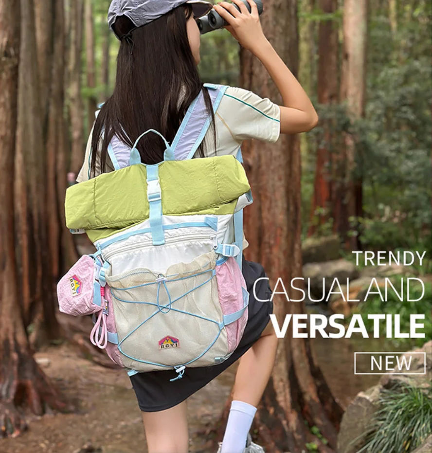 

Рюкзак для походов с цветными блоками, многофункциональный, большой вместимости, водонепроницаемый, из оксфордской ткани, легкий, женский.