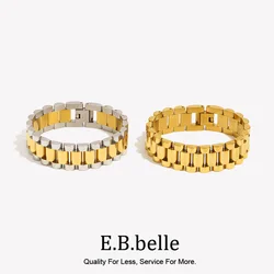 Latest Exaggeerated 15mm Width Shiny Glossy Watchband Bracelet For Women Gold Plated Silver Color Quality Feel Wirst Bracelet