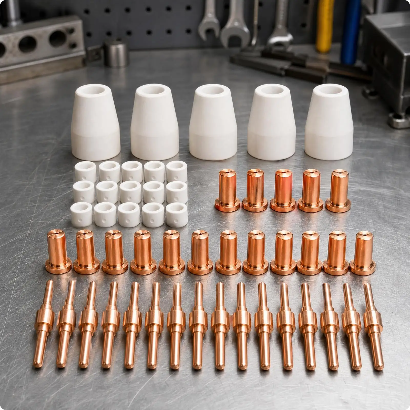 Plasma Cutter Nozzle Consumable Assortment 50pc for 60 Amp Torch AG-60 LG-40 Electrode Ceramic Cup
