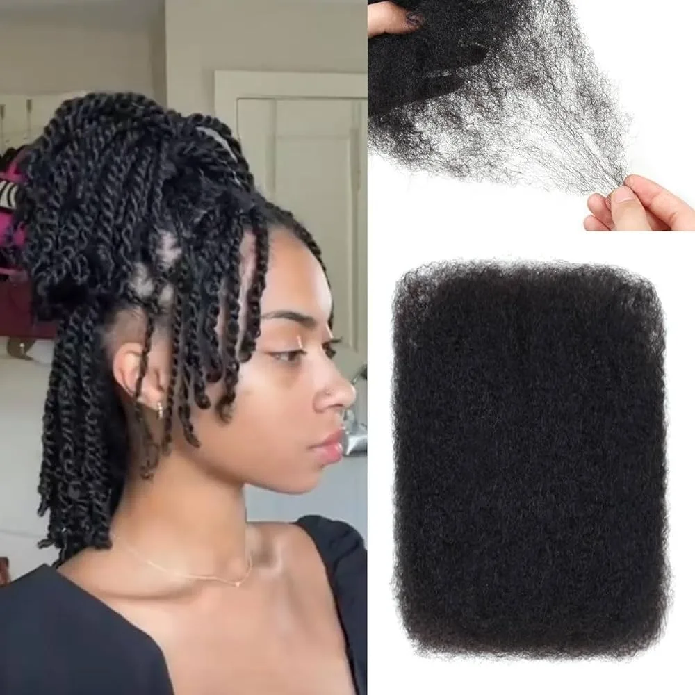 

High Grade Afro Kinky Bulk Human Hair 10-20 Inch Natural Black 100% Human Hair Soft 50g/Pack Can Dye Bleach for Braids Twists Dr