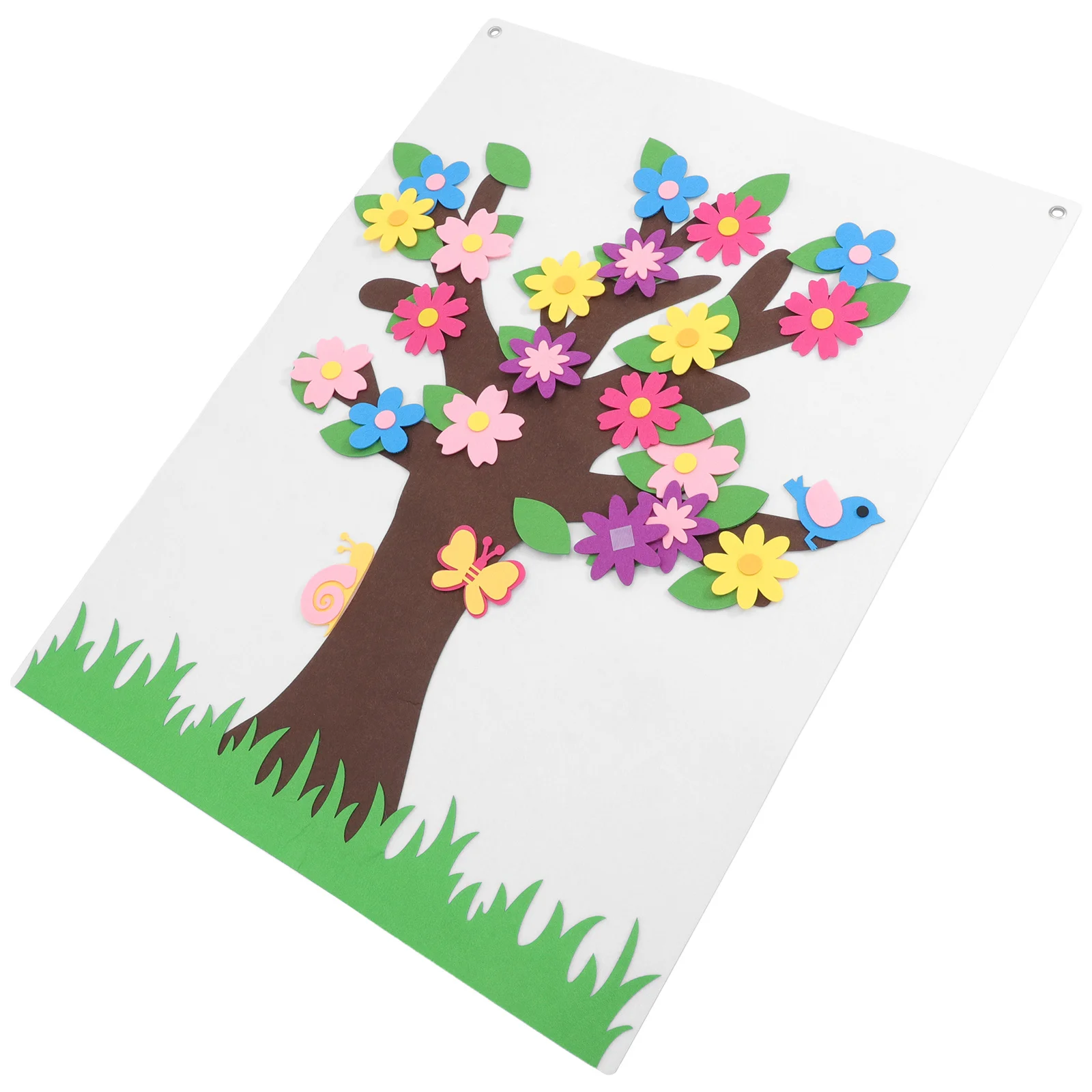 1Set Children's DIY Felt Story Board Flower Tree Handmade Educational Activity Set for Kids Tactile Play Screen-