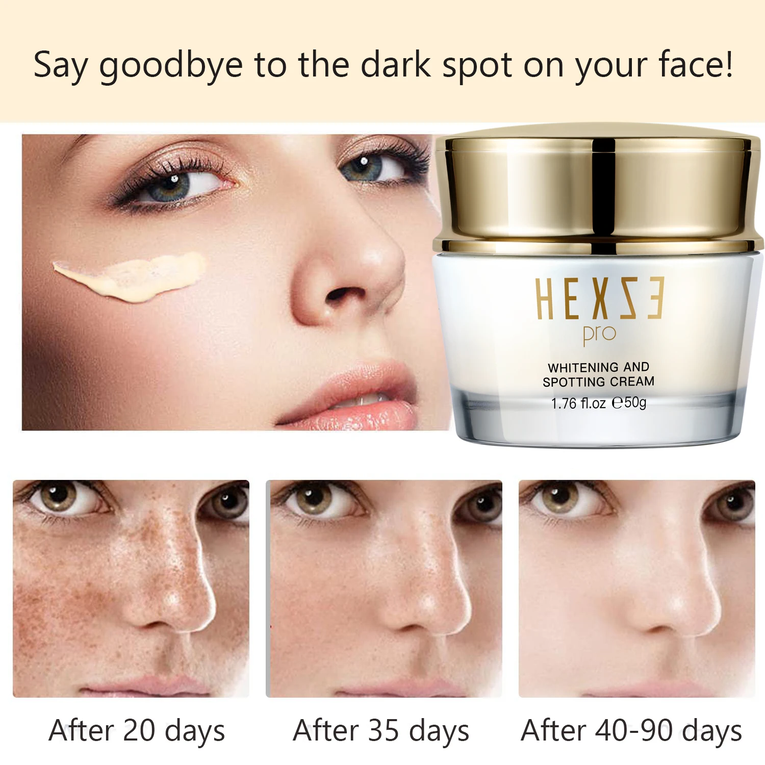 

HEXZE Whitening Dark Spot Remover Cream Freckle Removal Facial Cream Lightening Brighten Shrink Pores Moisturizing Skin Care